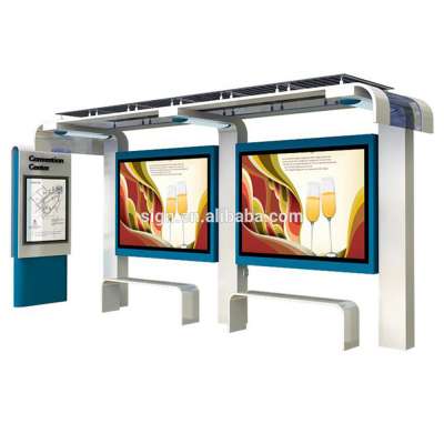 Custom Solar Power Advertising Modern Bus Stop Stainless Steel