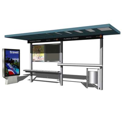 Hot Sale Solar Bus Shelter With Bench And Advertising LCD Display Mupi